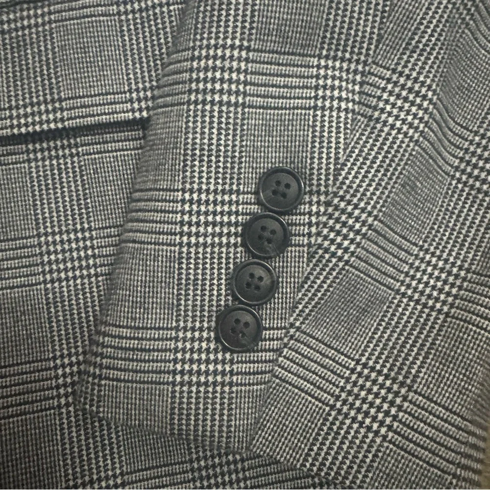 Madison Gray Plaid Blazer with Black Accents